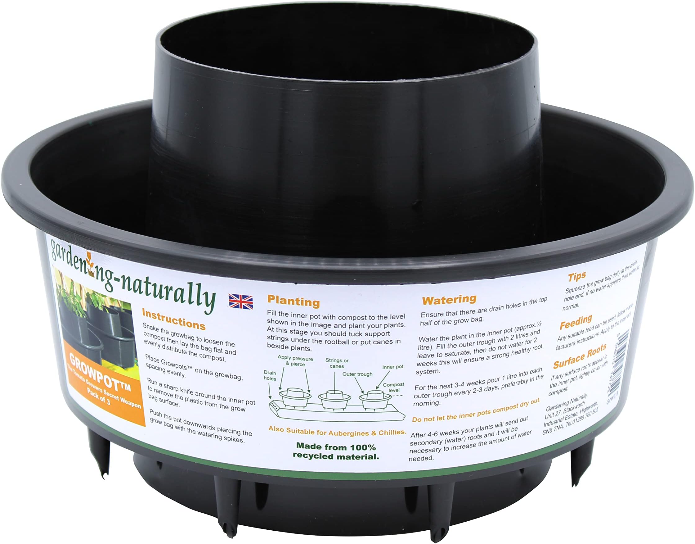 Garland Green Plant Halos 3x Pots Watering Crop Support 29cm Dia and