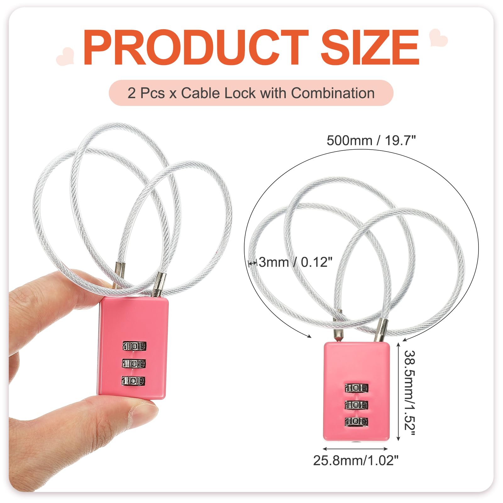 PATIKIL 3 Digit Cable Combination Lock - Image 2