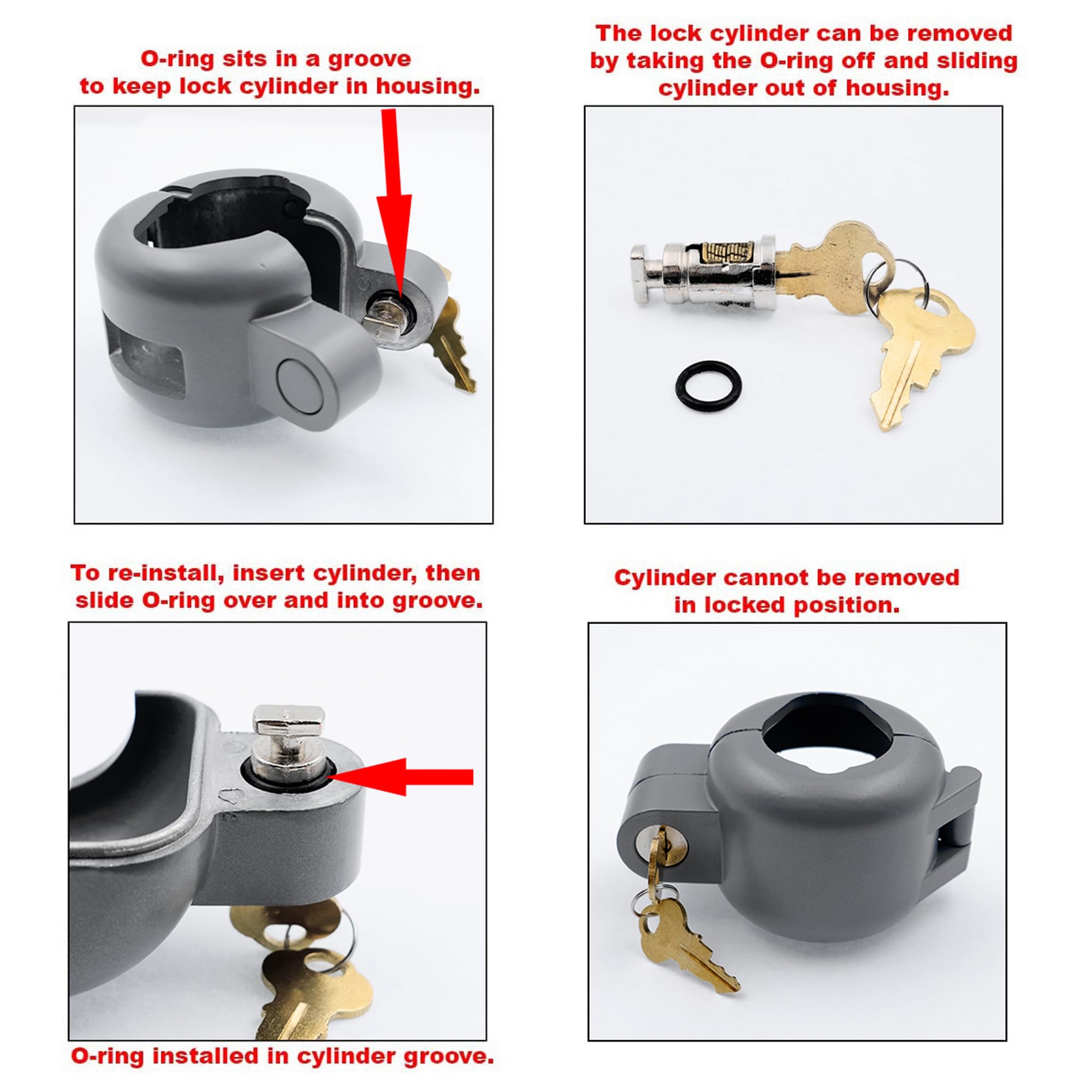 Defender Security S 4181 - Dispositivo de bloqueo de mango con llave para bloquear el acceso a la cerradura, extraíble y fácil de usar, se adapta a manijas de palanca (paquete individual)