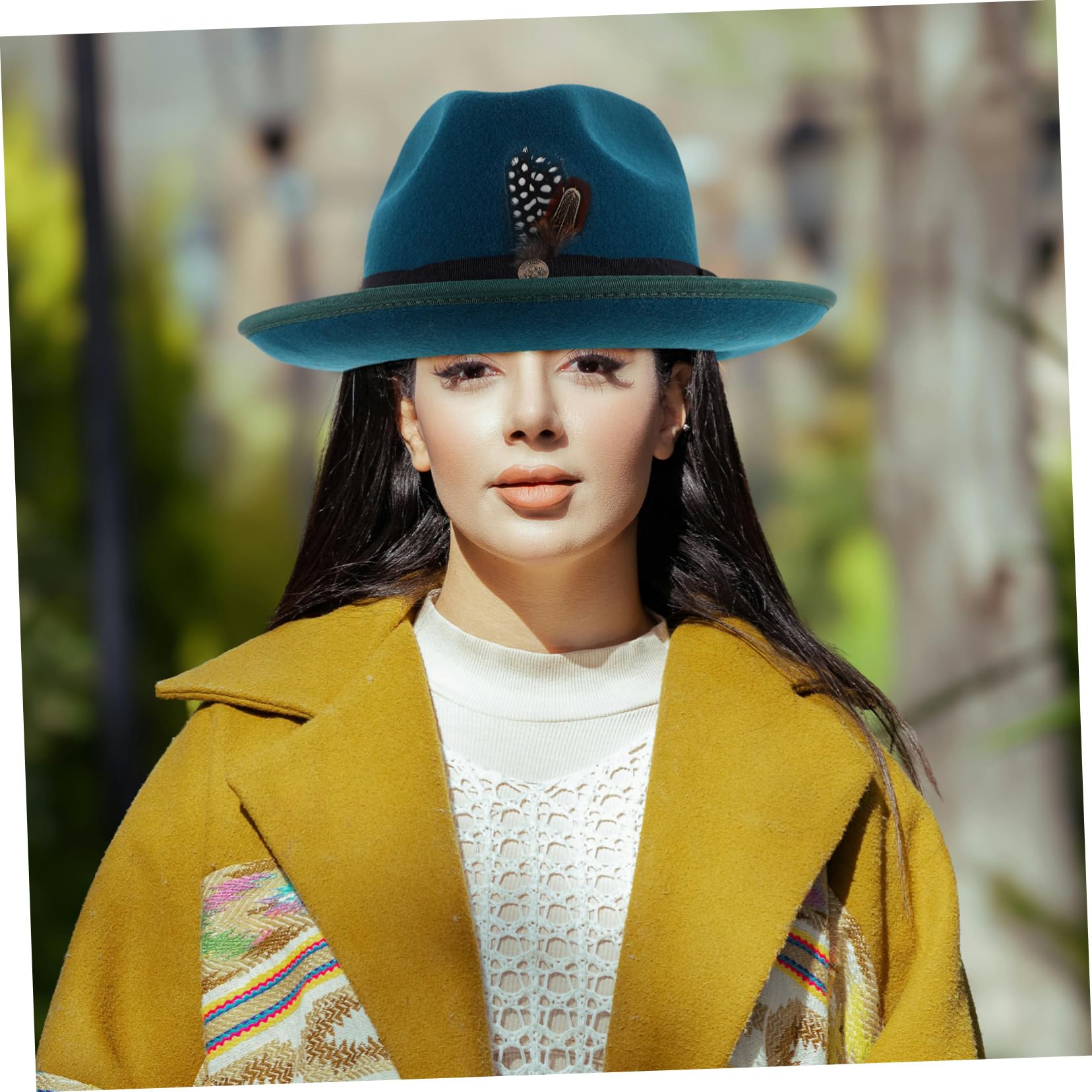 FRCOLOR Sombrero Fedora De Fieltro De Lana Unisex Estilo Occidental Clásico ala Ancha Ideal para Fiestas y Eventos