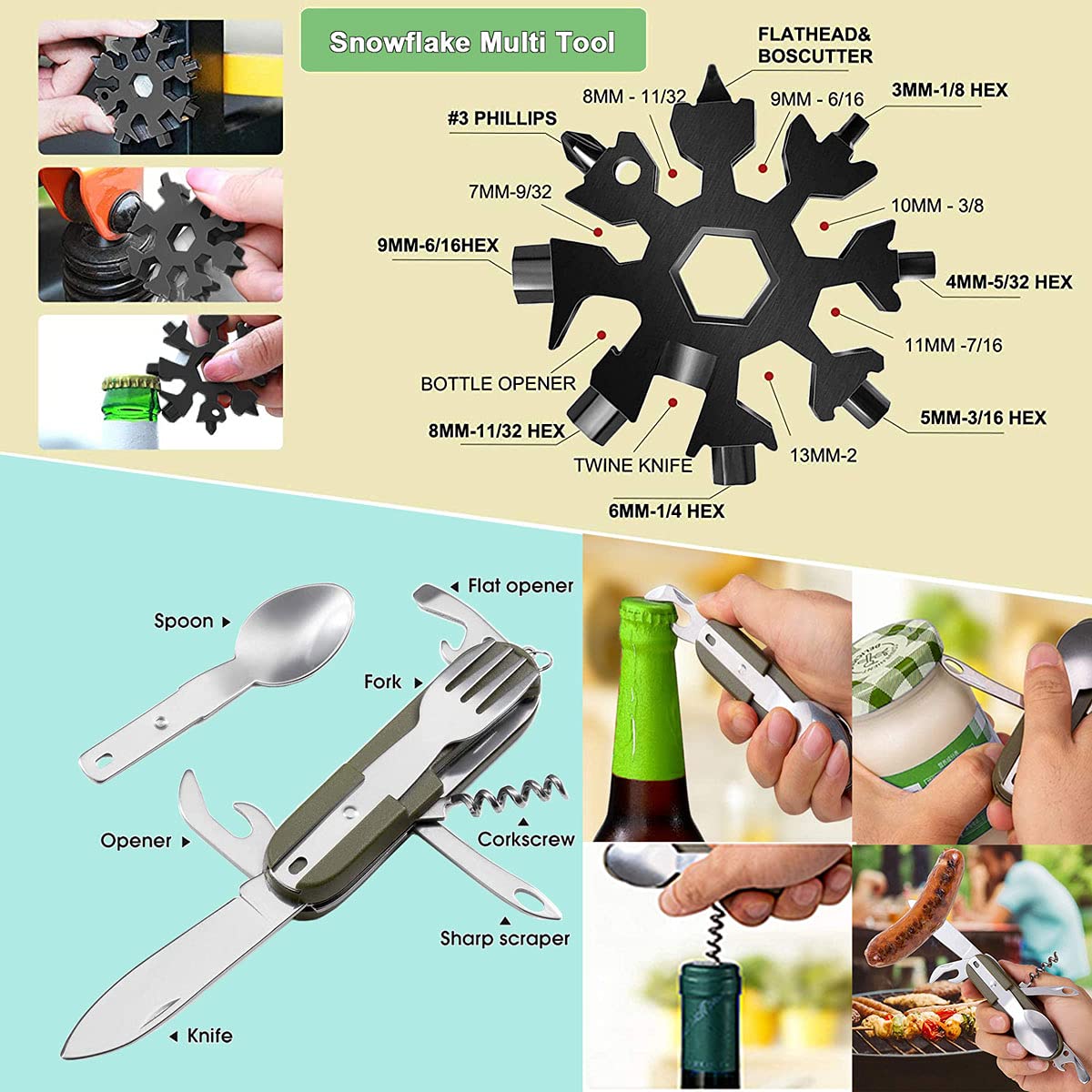 Kit de Supervivencia 15 en 1, Multifuncional Bolsa de Supervivencia de Emergencia para Viajar Caminar Acampar al Aire