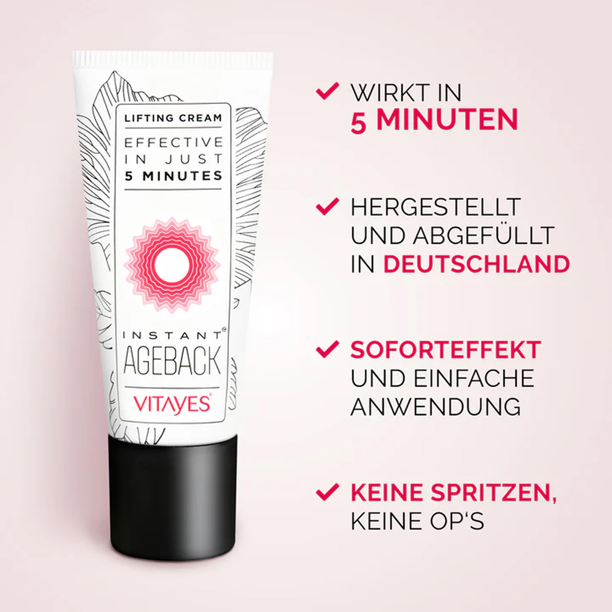 VITAYES Skincare Set Vegan - Instant Ageback 20 ml Soforteffekt - Nachtserum 30 ml Herbaglow NRG Hyaluronsäure - Anti Aging Gesichtspflege Duo - Sichtbar Gepflegte Haut - für alle Hauttypen