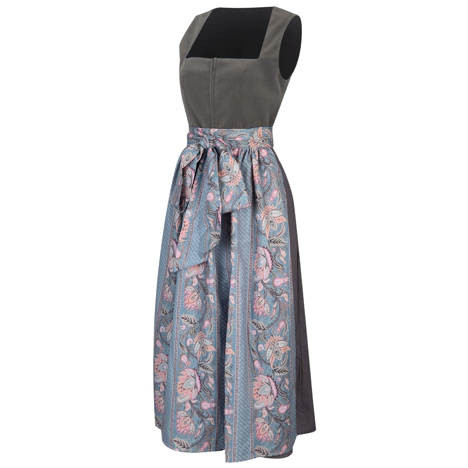 Abito Da Donna Midi In Stile Dirndl, Lungo Con Grembiule Dirndl