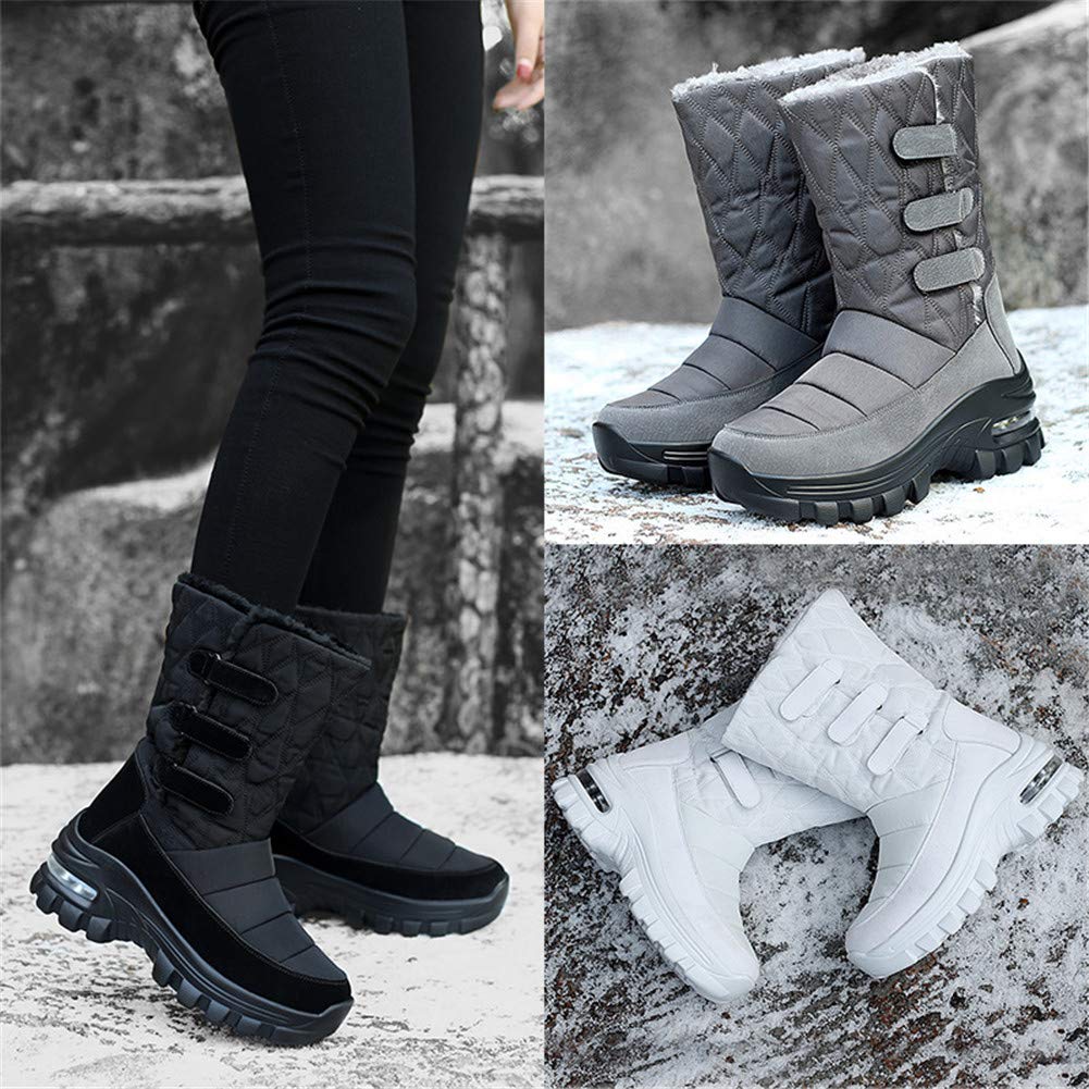 Botas de Nieve para Mujer Invierno Impermeable Forrado de Piel escarchada Bota Antideslizante cálida