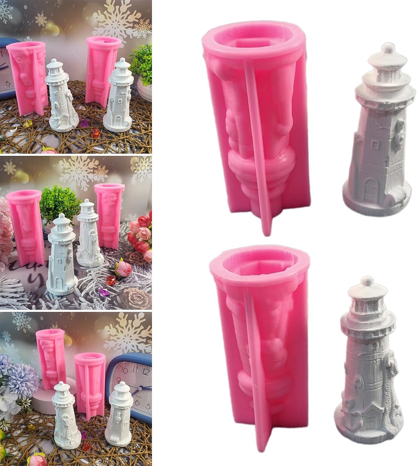 Lighthouse Shaped Silicone for Making Table Ornaments Epoxy Resin, Plaster Silicone for Gypsum Decorations Lighthouse