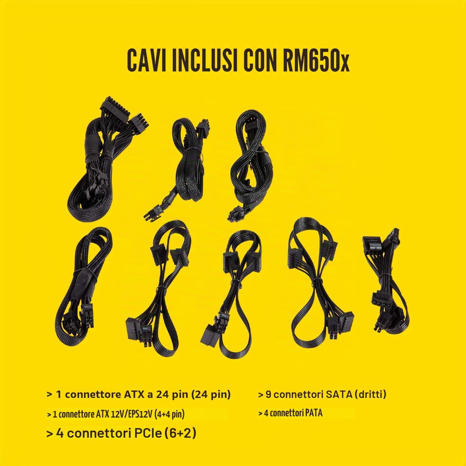 Corsair RM650x - Alimentatore 650 W, PC, ATX, 80 PLUS Gold, 50 °C, ATX12V v2.4 and EPS 2.92 standards)