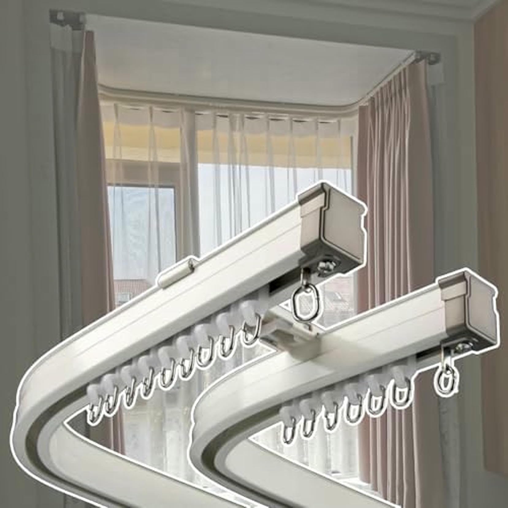 Système de rail de rideau pour baies vitrées et salons