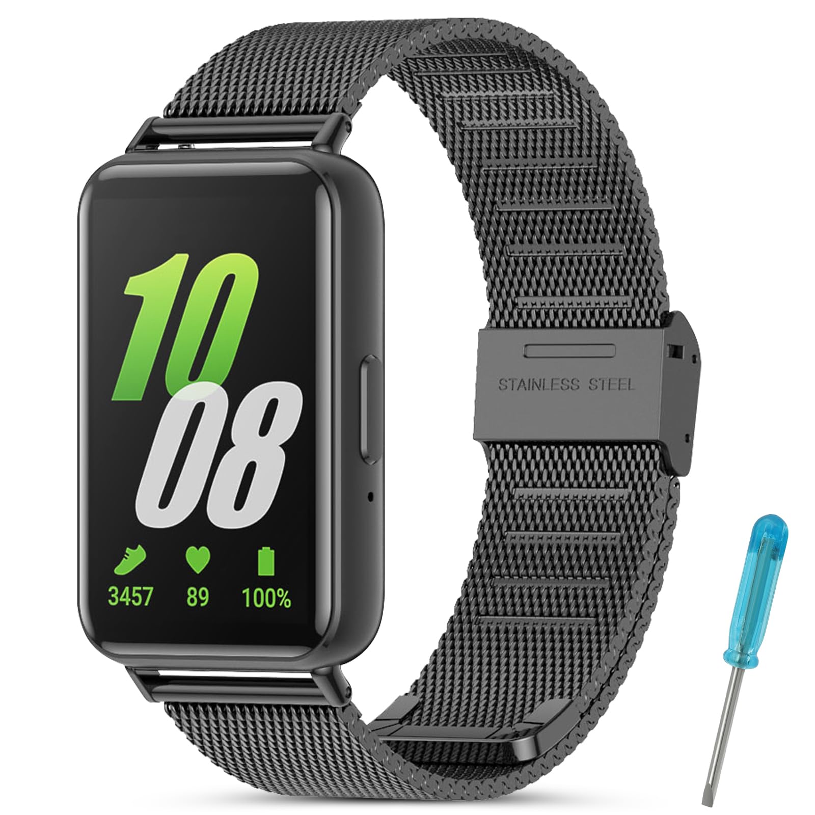 CHULN Correa para Samsung Galaxy Fit 3,Pulsera de Acero Inoxidable Wristband Repuesto Bandas Compatibles con Samsung Galaxy Fit 3 Correa