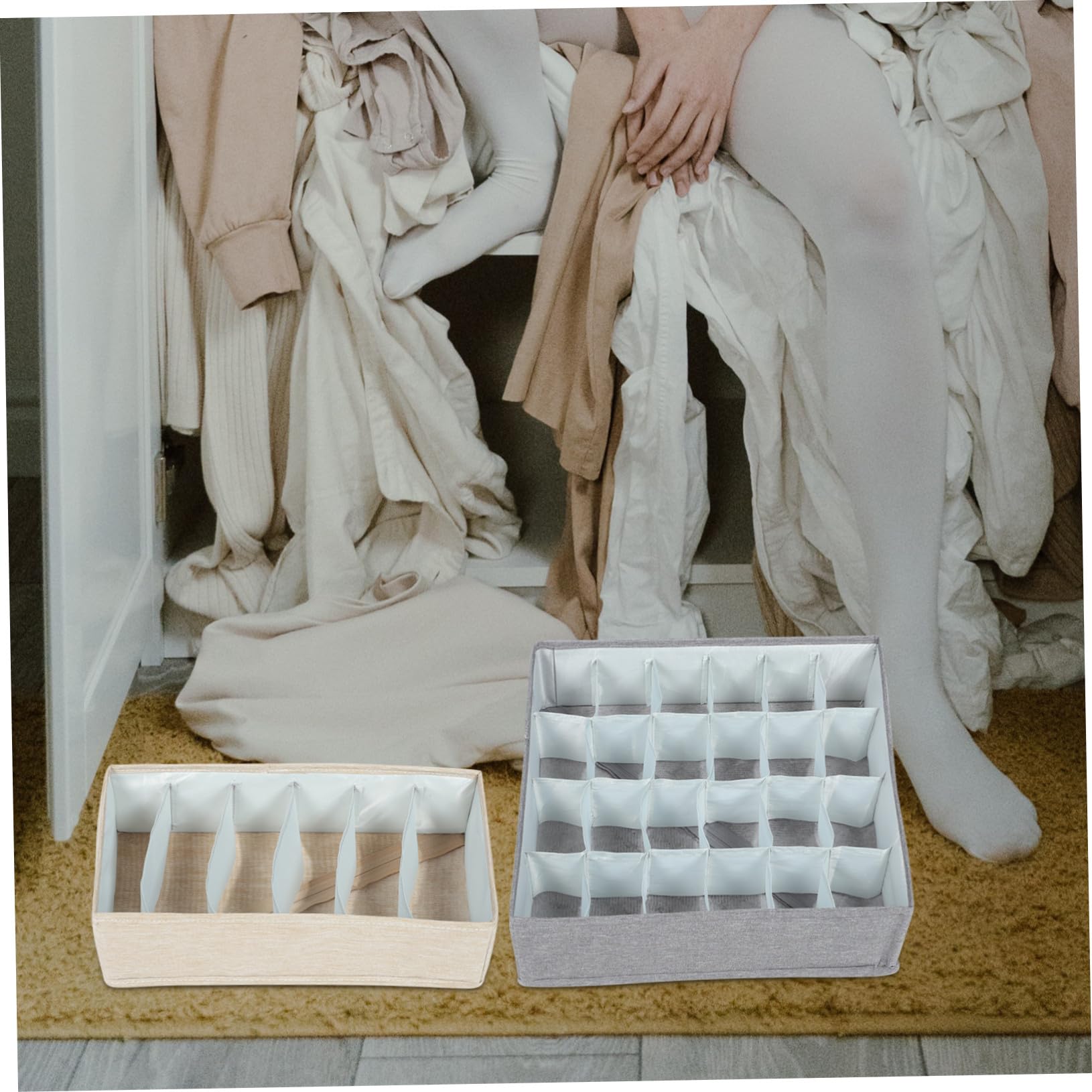 Scatola Portaoggetti per Biancheria Intima e Calzini Organizer da Scomparti in Tessuto Resistente per Armadio Cassettiera e Viaggio Contenitore Pratico e Compatto