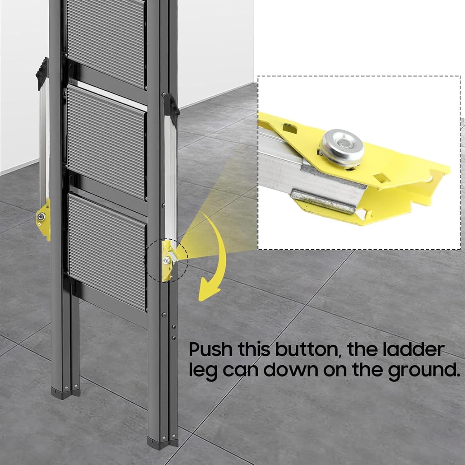 Ladder Support Legs, Ladder Auxiliary Stabilizer, Aluminum Alloy Material, 200kg Load-Bearing, Suitable for Straight Ladder, Telescopic Ladder, Herringbone Ladder,63cm