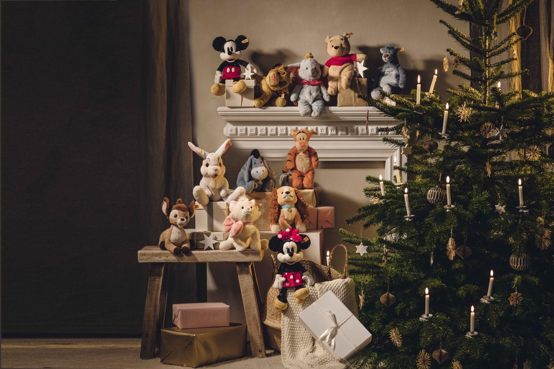 Steiff Przytulanka Disney Originals Bambi, słodka pluszowa zabawka z oczami z tworzywa sztucznego, dla dzieci, chłopców i dziewczynek, Friends, pluszowa zabawka, 21 cm, wielokolorowa, 024689