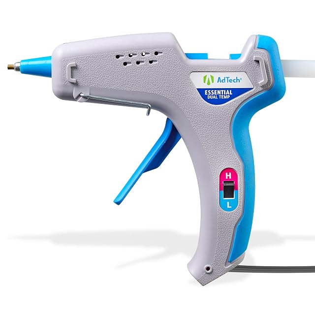 AdTech Essential Dual-Temp Hot Glue Gun High Low Temp for Crafting DIY Repairs Ergonomic Design 5-Foot Cord Built-in