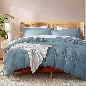 Nestl Twin Duvet Cover Set - Soft Double Brushed Stone Blue Duvet Cover Twin/Twin XL, 2 Piece, with Button Closure, 1 Duvet Cover 68x90 inches and 1 Pillow Sham