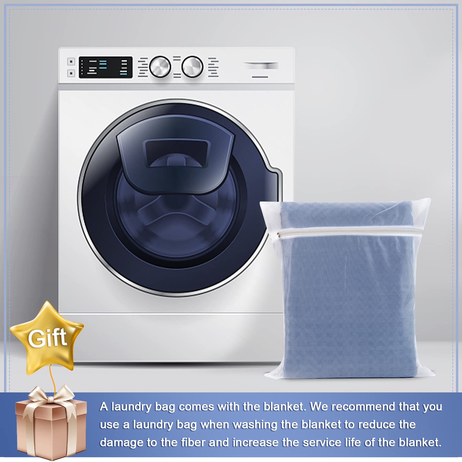 PHF Waffle Blanket Twin Size 66"x90", Cooling Bamboo & Cotton Blend Blanket for Hot Sleepers, Soft Lightweight Breathable Luxury Decorative Cotton Blanket for Couch Bed Sofa, Blue