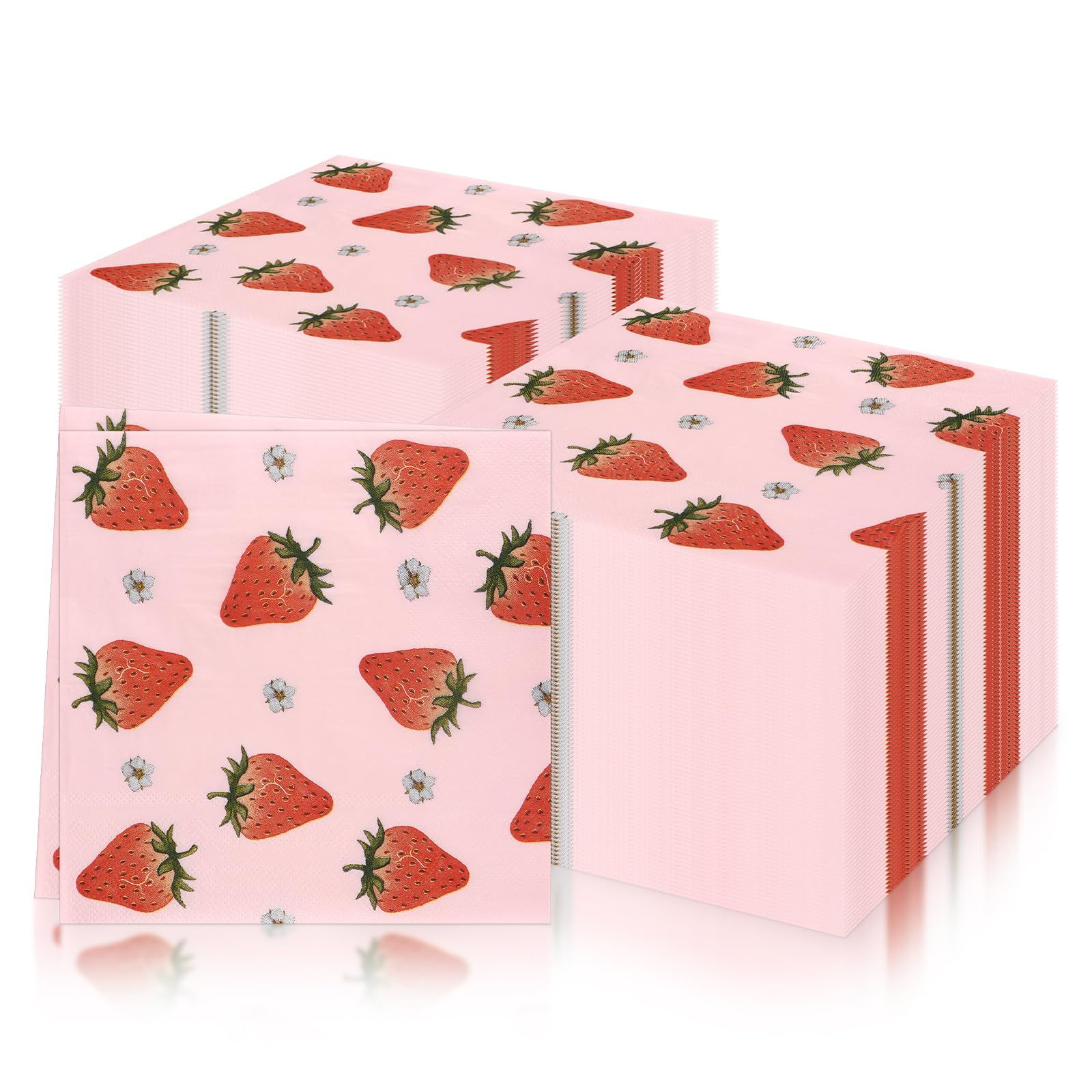 iNINGER 20Pcs Strawberry Napkins,Paper Napkins,Cocktail Napkins Dinner Napkins,Soft Paper Napkins Party Serviettes Tableware for Birthday Strawberry Themed Party