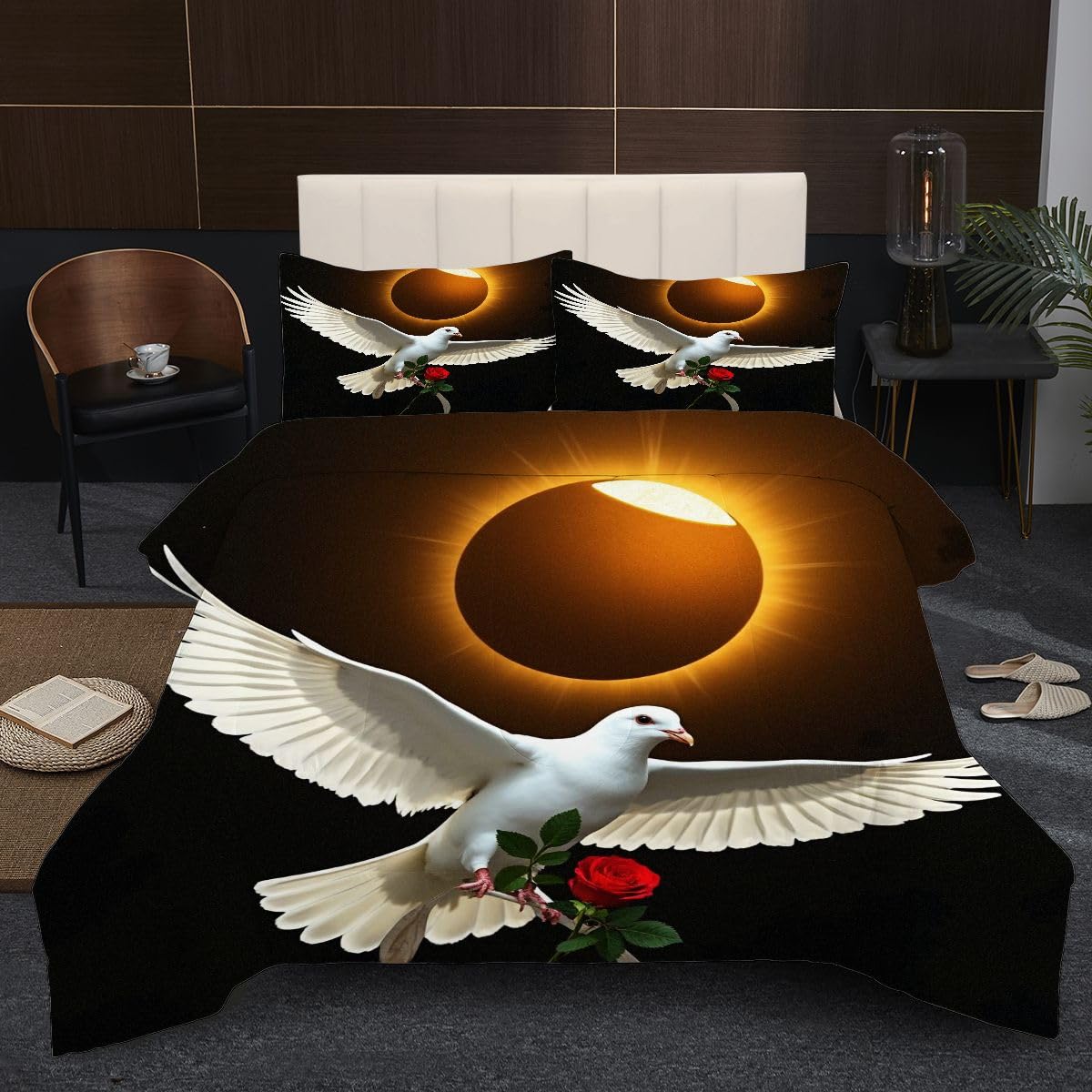 Kołdra pojedyncza 135 x 200 zwierząt gołąb, oddychająca pościel 135 x 200 cm na 4 pory roku, super miękka i oddychająca mikrofibra zestaw poszewek na kołdrę + 2 poszewki na poduszki D115