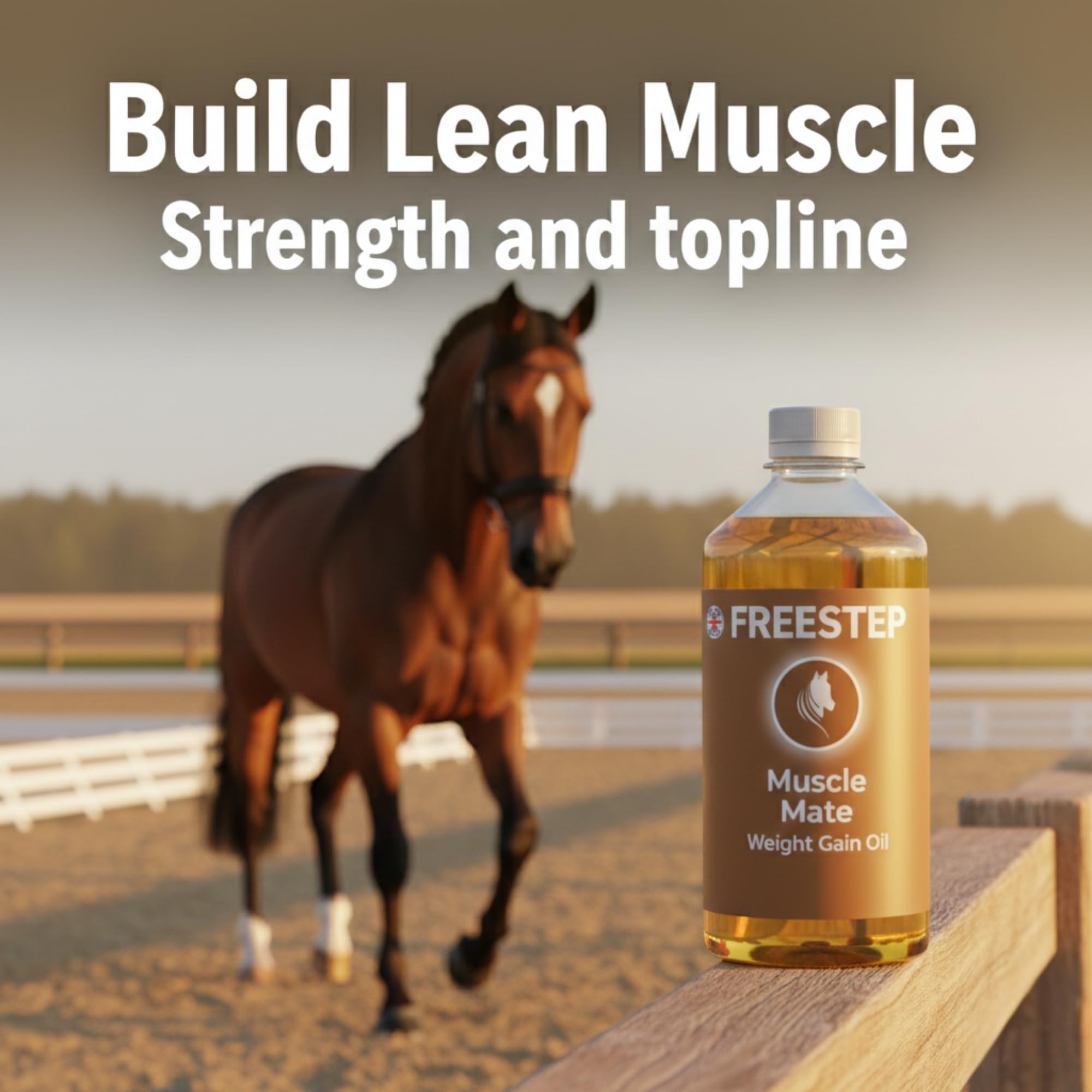 Muscle Mate | Olio condizionante per l'aumento di peso dei cavalli, supporto topline e costruttore muscolare | Olio di crusca di riso per cavalli | 1200 mg Gamma Oryzanol per 15 ml | Mangime