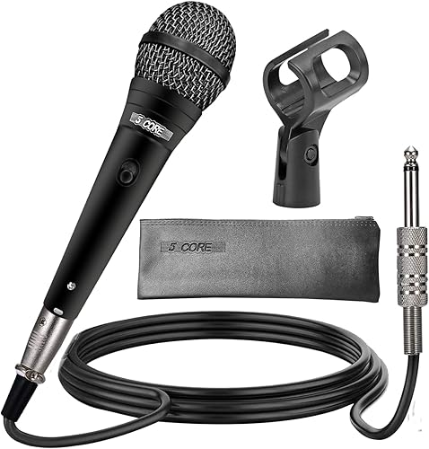 5 CORE Micrófono vocal dinámico profesional, micrófono de mano unidireccional de neodimio cardioide para cantar karaoke, malla de acero, cuerpo de