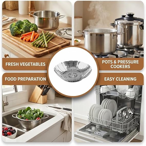 Expandable Stainless Steel Steamer Basket - 5.6