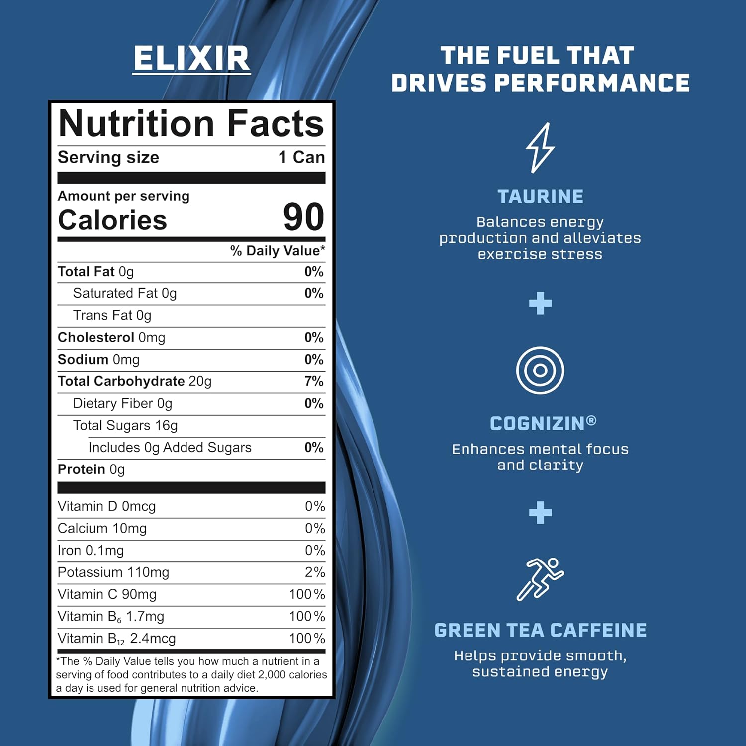 Syncron Elixir Energy Drink, Original Flavor With 120mg Natural Caffeine From Green Tea, Nootropics and Real Fruit Juice, Beverage With No Sucralose or Artificial Sweeteners, 12 Pack, 12 Oz - Image 2
