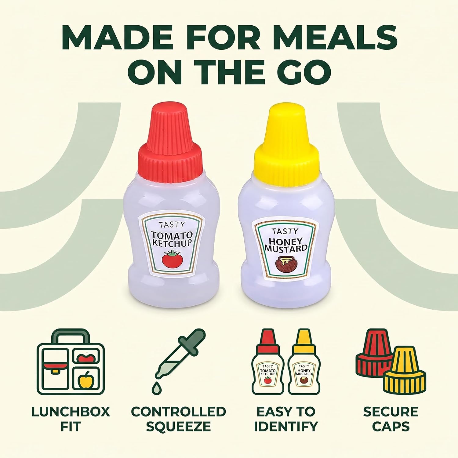 4 Pairs Mini Ketchup Bottles for Bento Box Accessories, 25ml, Empty Japanese Salad Dressing Ketchup Bottles, Condiment Squeeze Bottles Honey Bottles for Traveling Barbecue Picnic