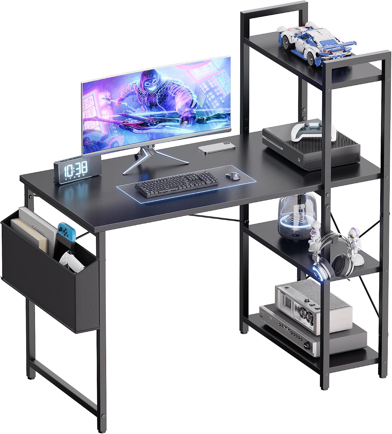 Pamray 38.5 Inch Small Computer Desk with Shelves for Bedroom Home Office