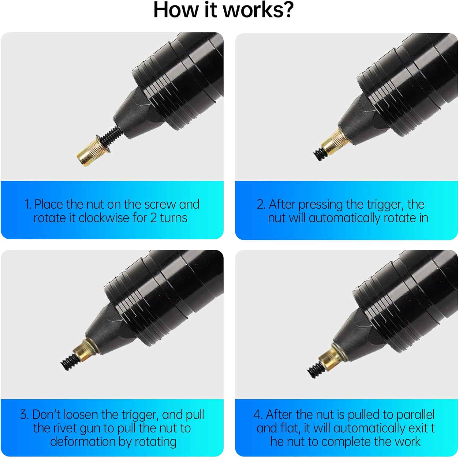 Buy 4IN1 Pneumatic Rivet Nut Gun Set (1024 & 1/4 & 5/16 & 3/8),Air
