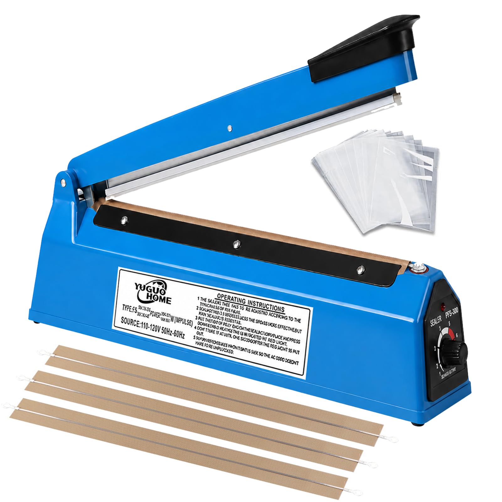 Sellador de Bolsas de Plástico, Máquina Selladora por Impulso Manual 12 Pulgadas, Quick Heat Sealer Maquina Sellador Térmico de Bolsas de PE y PP(30 CM)