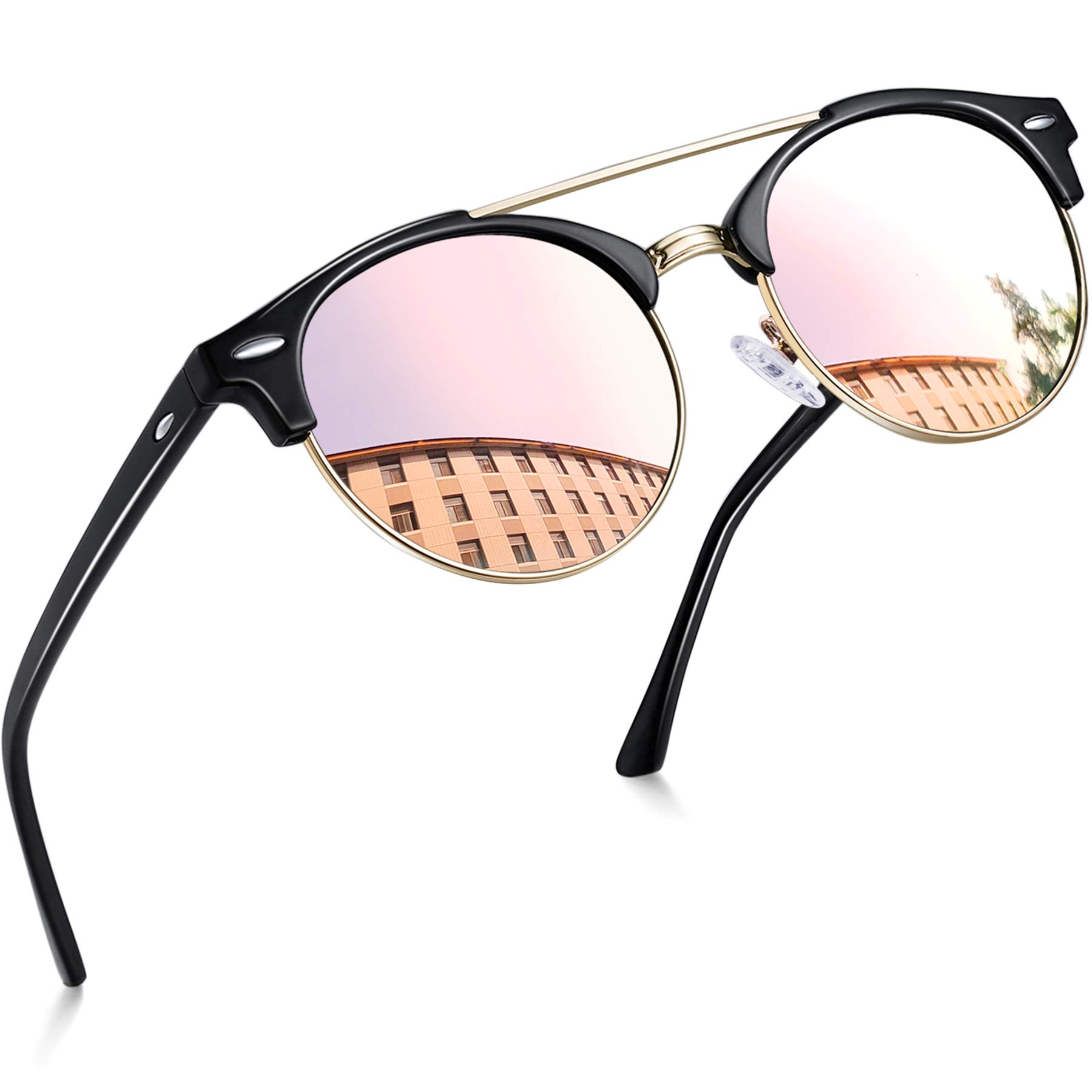 Joopin Polarizadas Gafas de Sol Hombre y Mujer Medio Marco Cuadradas Clásicas Retro Vintage Protección UV400 para Conducción Playa Pesca Golf