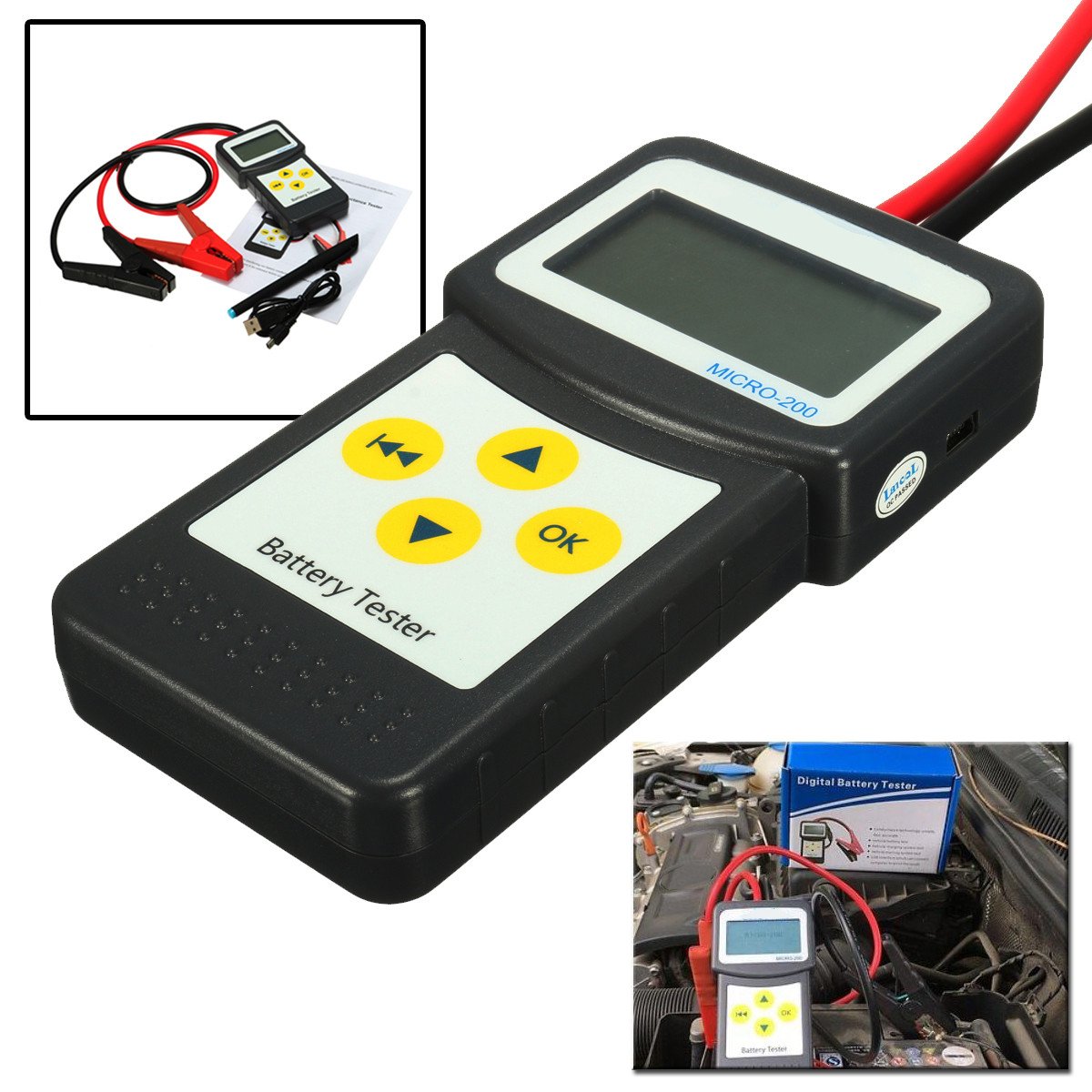 YONGYAO 12V Tester akumulatora samochodowego Automotive Vehicle Battery Analyzer AGM GEL MICRO-200