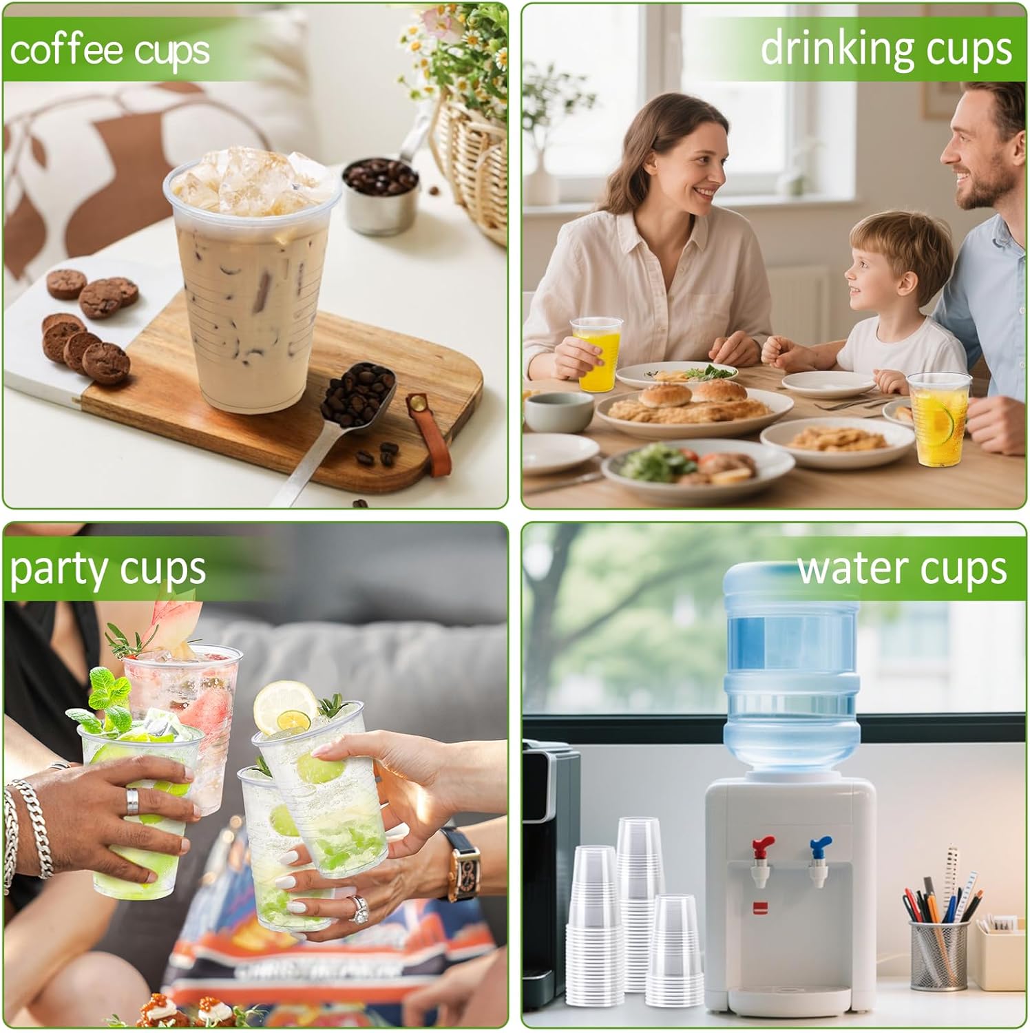 SIUQ 2000 Pack 9 oz Clear Plastic Cups, Disposable Water Cups, Cold Party Drinking Cup for Picnic, BBQ, Wedding, Travel, Halloween, Christmas, Events