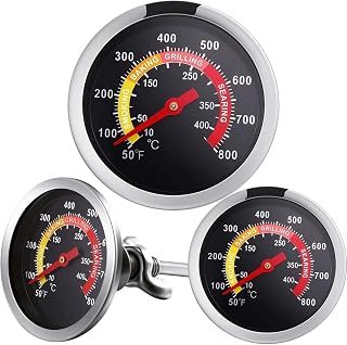3 Packs Smoker Temperature Gauge Grill Thermometer Gauge Wood Barbecue Charcoal Grill Thermometer Heat Indicator for Lamb Beef Meat Cooking, 2-3/8 Inch Dial and 2-7/8 Inch Stem