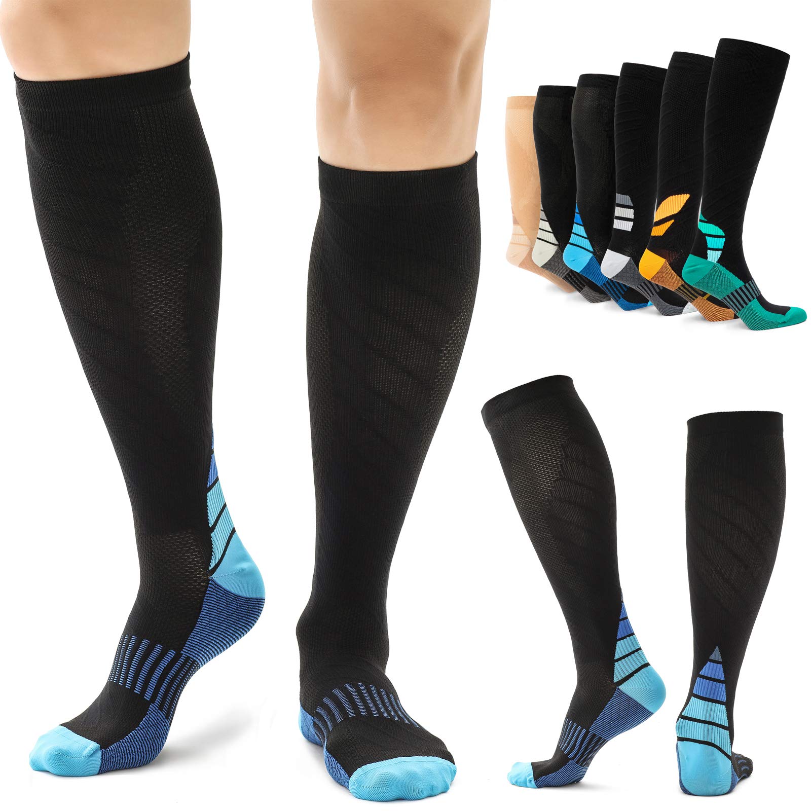 Compression Socks Women & Men with Foot Massage Pad and Arch Support