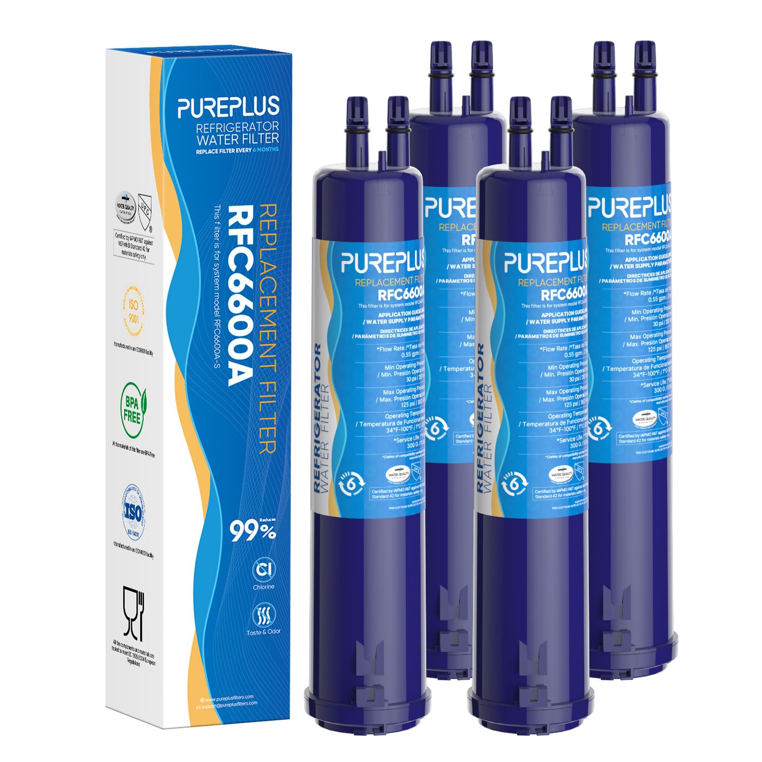 PUREPLUS Ricambio per filtro 3, compatibile con filtro dell'acqua del frigorifero 9083, confezione da 4