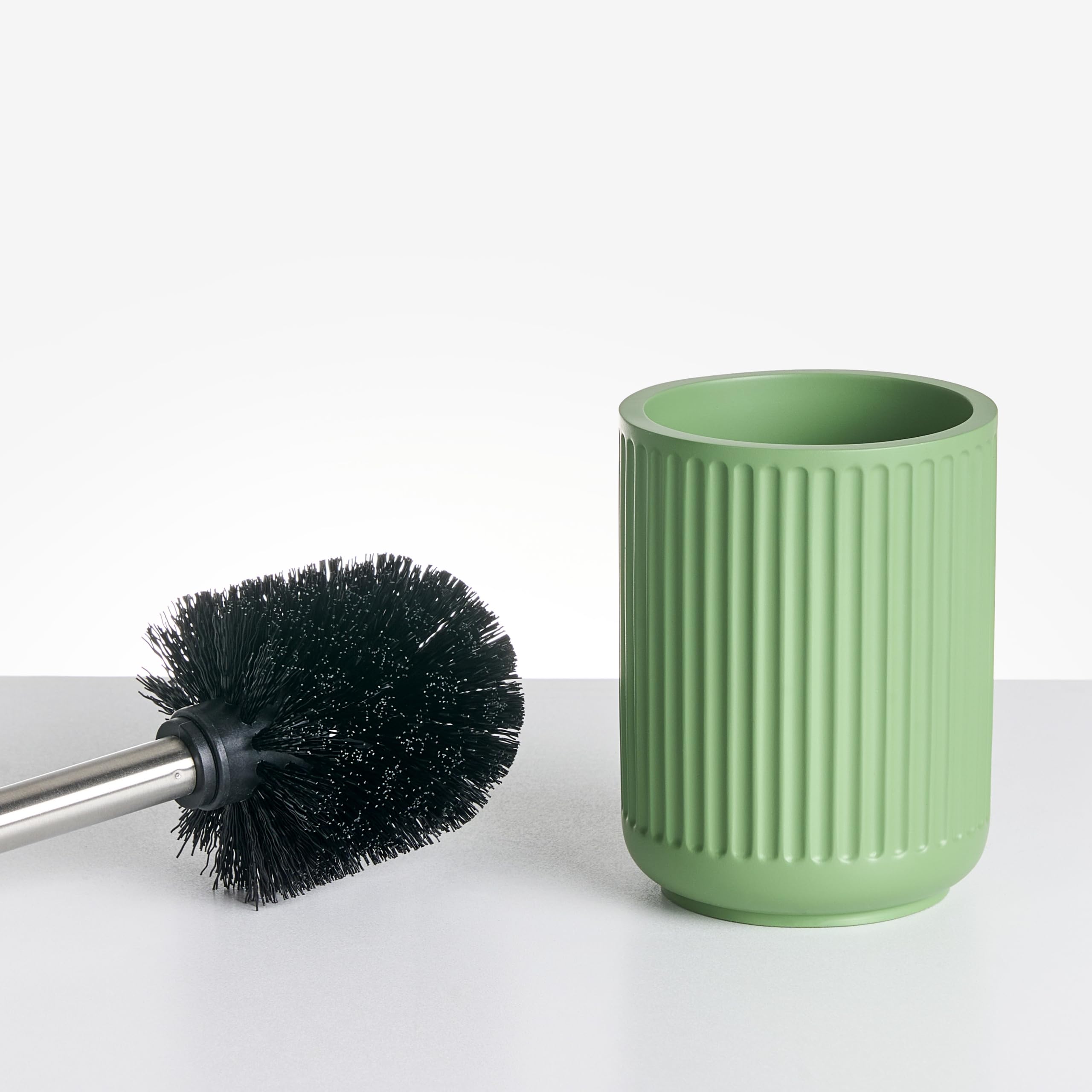Conjunto de 5 Accesorios de baño jabonera dispensador de jabón escobilla de Inodoro Vaso Soporte para cepillos de Dientes Verde Huarmey