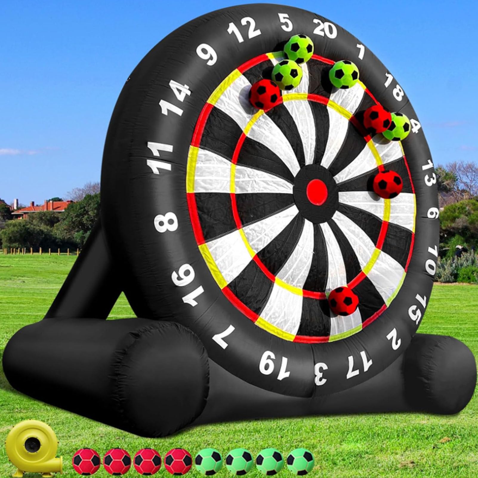 Oiyekntd Professional Dartboard Outdoor Football Dartboard, Inflatable High-Adhesive Target with Blower 8 Balls, Waterproof Sports Giant Football Dart Game for Backyard/Parties B-4M/13FT
