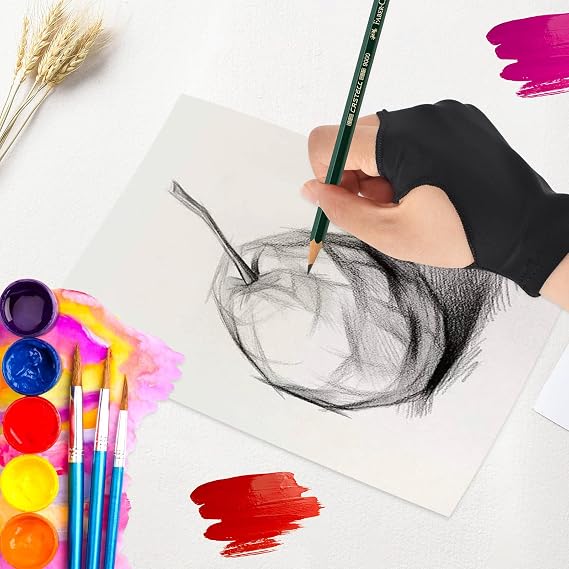 Artist Glove For Graphics Drawing Tablet,Drawing Glove,Glove For Drawing On A Graphic Display,Glove Artist Two Finger,Glove For Graphic Tablet,Art Creation And Ipad Pro Pencil