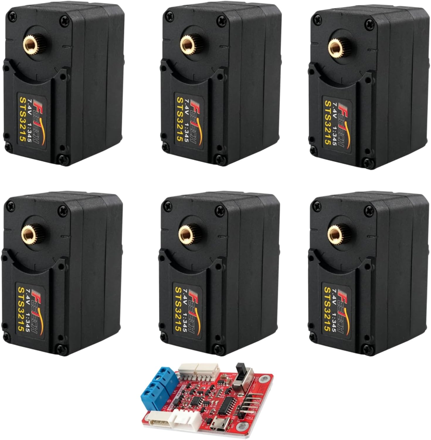 Feetech STS3215 Robot Servo Motor, 19KG Torque, 7.4V, 360° Serial Bus with TTL Feedback for Robotic Arm, Arduino Robot Kit, RC Model (10PCS Servos)