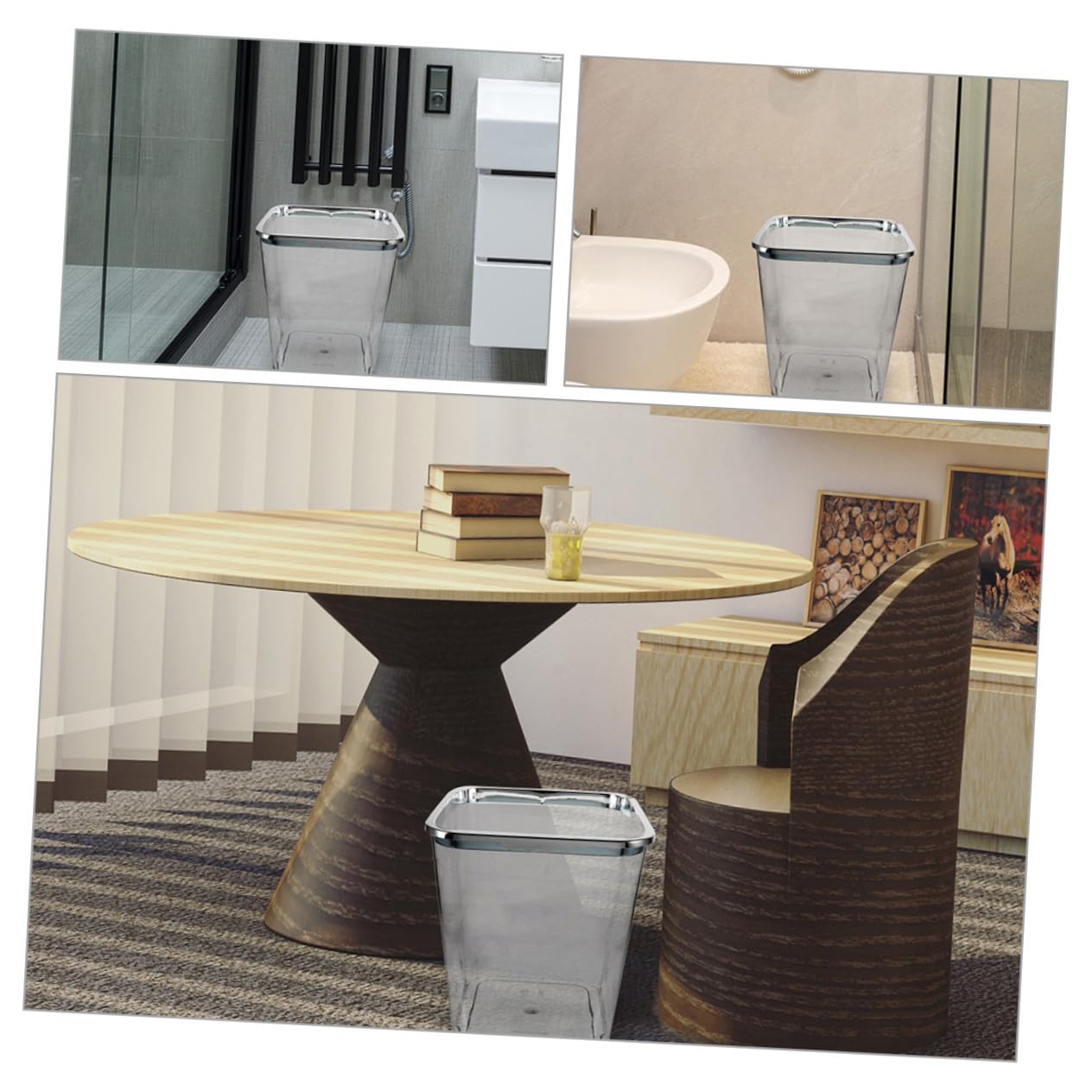 Large Garbage Bin Plastic Storage Bucket for Home and Office Transparent Trash Can Without Lid Sturdy Thickened PP Material for Bathroom Kitchen Bedroom Organization