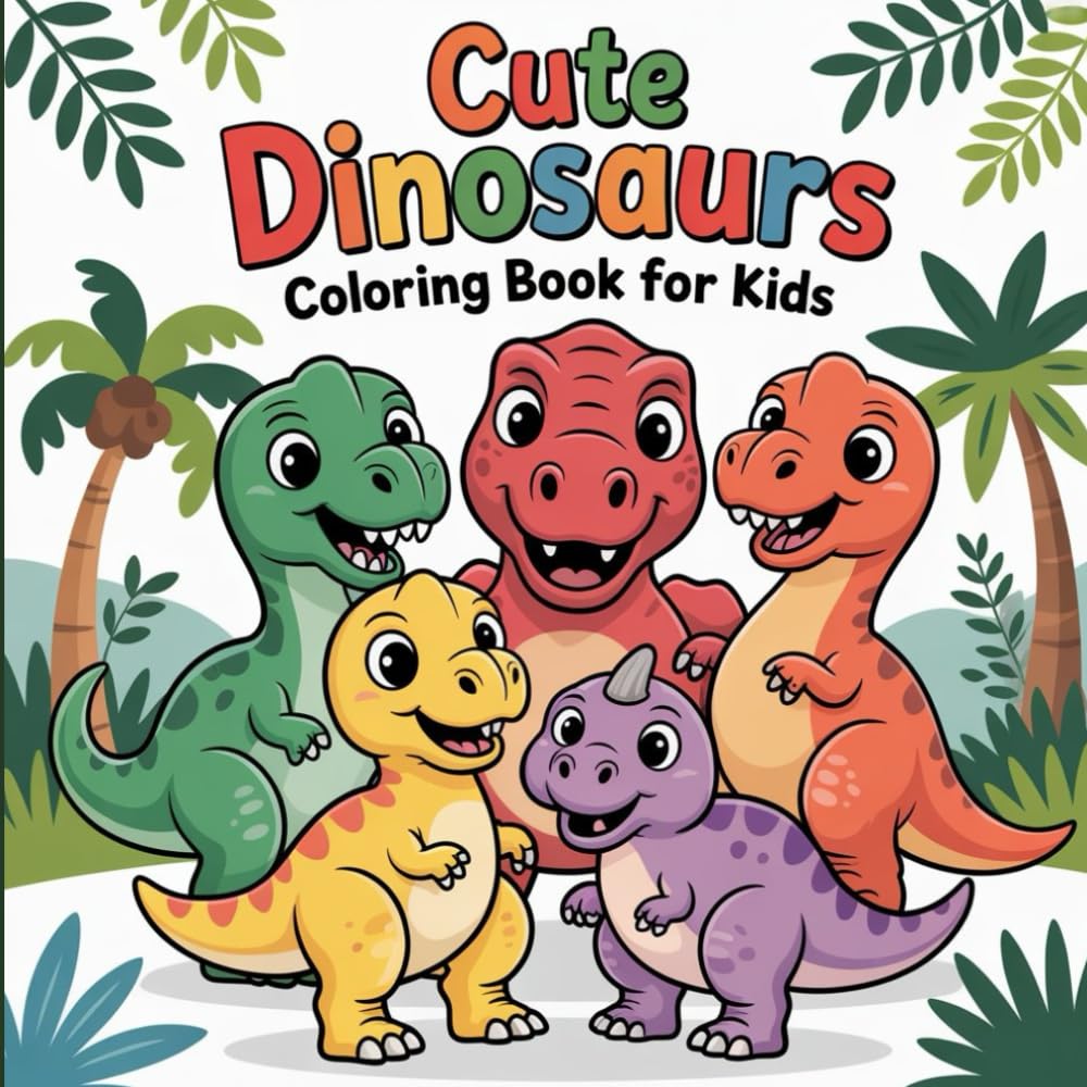 Cute Dinosaurs Coloring Book for Kids: Fun and Easy Dino Coloring Pages