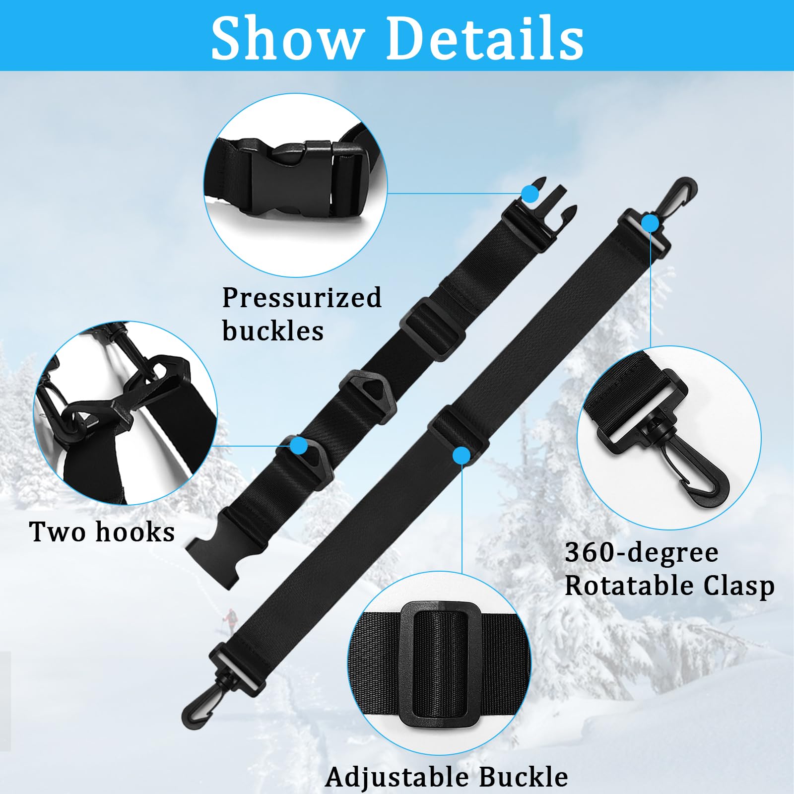 Sangle de Ski Réglable, Porte-Ski, Bandoulière, Accessoires Ski
