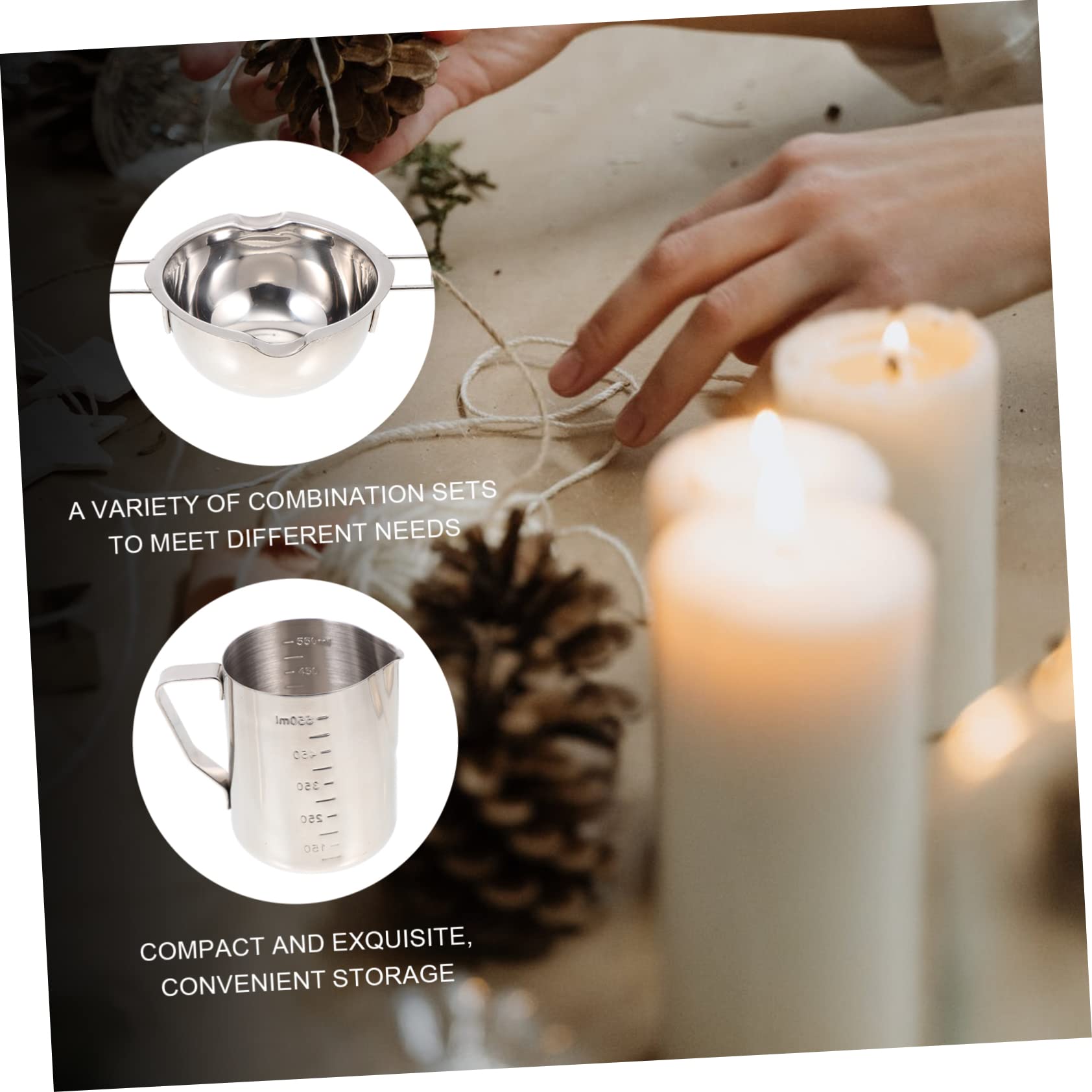 SEWACC Kit para Hacer Velas Acero Inoxidable Fácil de Usar y Limpiar, Material Creativo Detalles Delicados, Accesorio Completo para Fabricar Velas en Casa