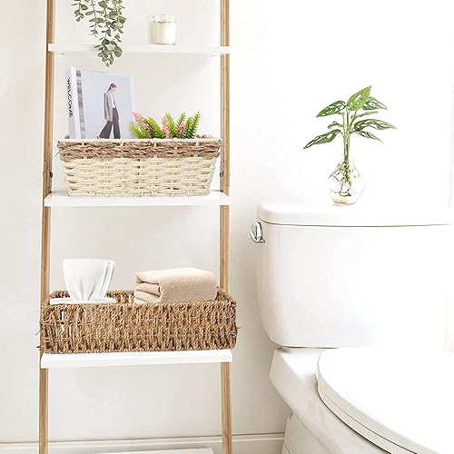 Miniatura 5 de Uziass Organizador de bandeja de inodoro, cesta organizadora de almacenamiento, cesta de papel higiénico, cestas de pastos marinos para organizar el