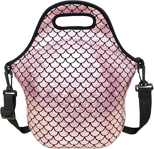 Youda Bolsa de almuerzo aislada de neopreno para el hombro, bolsas para mujeres y hombres, trabajo, oficina, al aire libre, picnic y viajes (rosa)