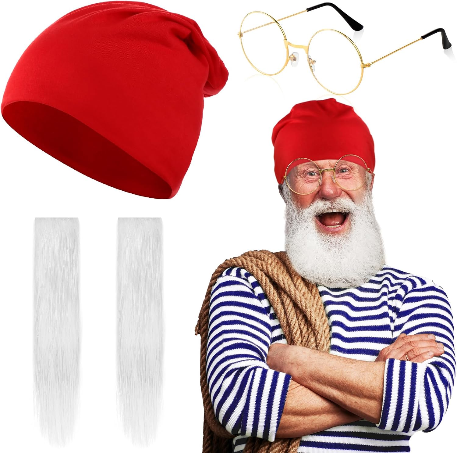 Janmercy 4 Pcs Halloween Boatswain Gnome Costume