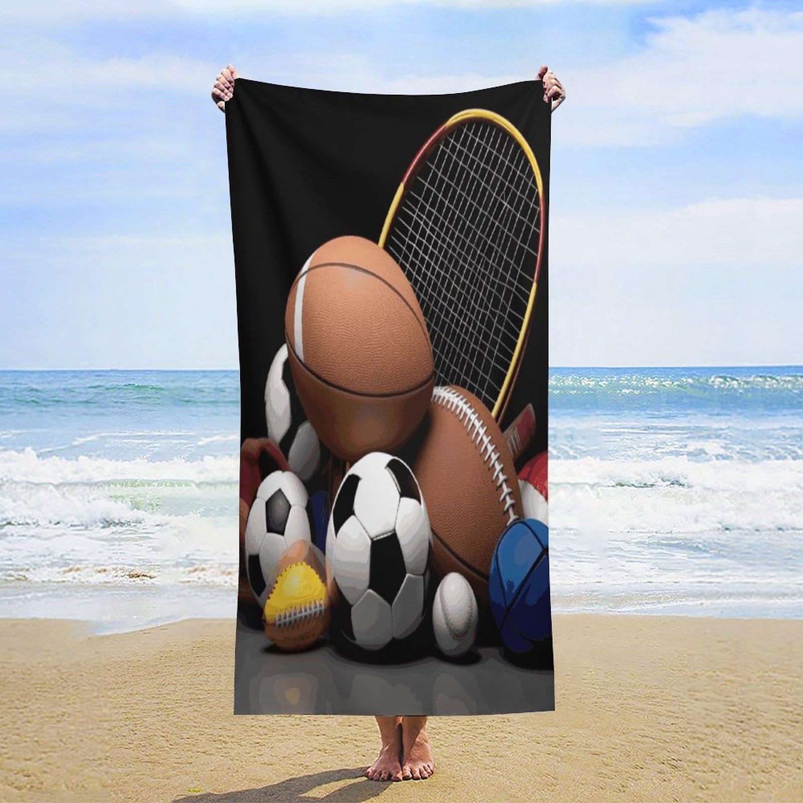 Toallas de baño unisex con temática deportiva, toalla de playa ligera de secado rápido, toalla de baño para viajes, deportes, piscina, natación, baño, camping, yoga, adultos, 160 x 80 cm