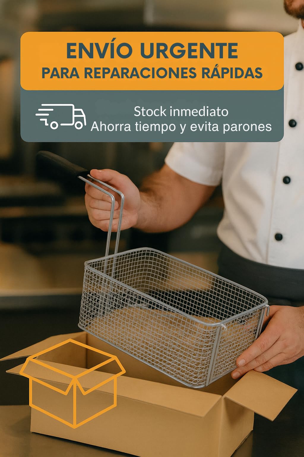 RO Linea Blanca ® Cesta Freidora 215x290x120 Mm Acero Cromado Repuesto Compatible Con Elframo Giga Komel Whirlpool Hostelería Profesional Para Freidoras Gas Electricas Universal Resistente