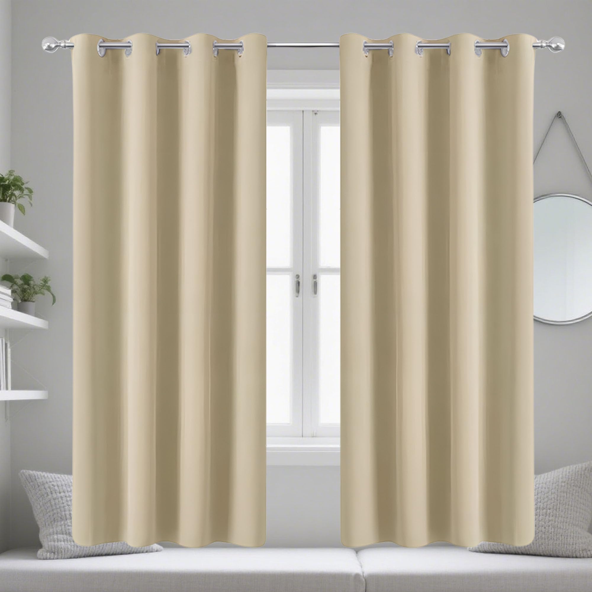 Rideau 100% bloquer lumière crème avec isolation thermique pour chambre