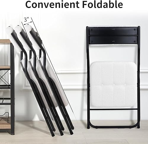 Miniatura 6 de HOMEFUN Juego de 4 sillas plegables acolchadas, sillas de comedor plegables con cojín, asiento adicional portátil y montado para invitados, cocina,