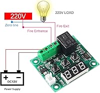 Vista 3 de W1209 DC 12V Tablero de controlador de temperatura digital azul pantalla digital termostato -58.0-230.0 °F Interruptor electrónico de control